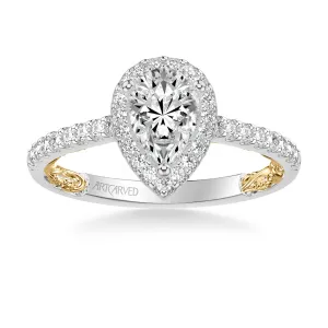 Delaney Lyric Collectin Classic Pear Halo Diamond Engagement Ring