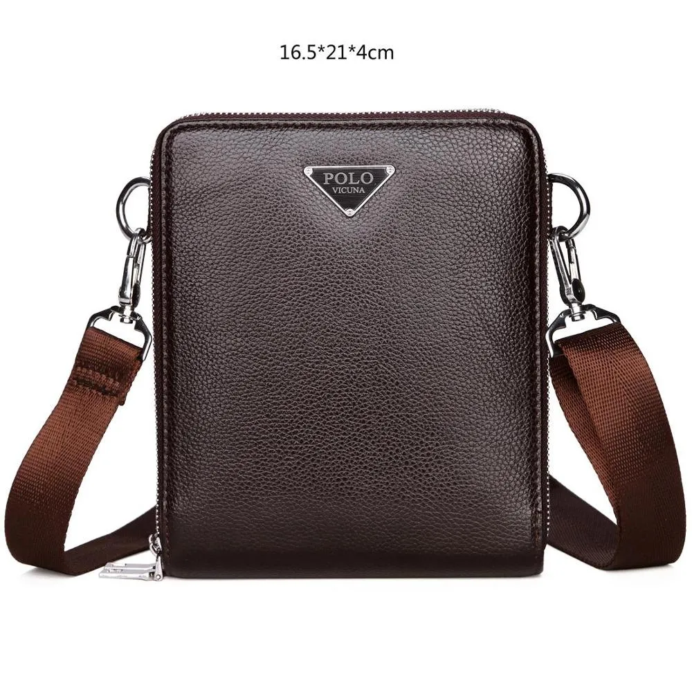 Double Pocket Leather Shoulder Bag