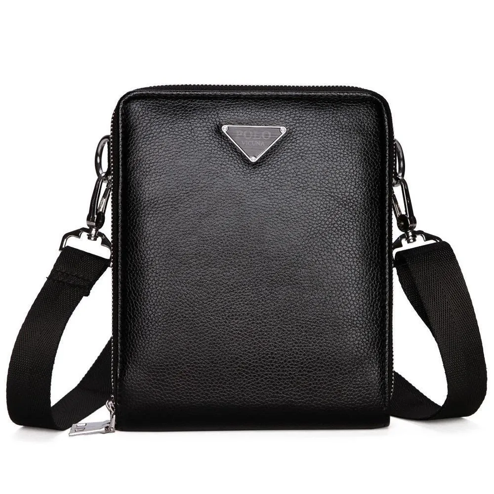 Double Pocket Leather Shoulder Bag