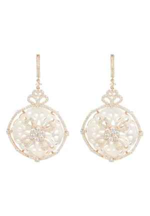 Dreamcatcher White Mother Of Pearl Earrings Rosegold