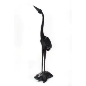 ELEGANT CRANE - Hand Carved Wooden Brush Rack Stand