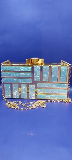 Enamel Clutch with Gold Chain