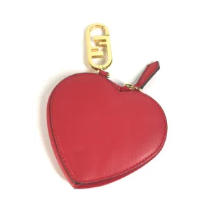 FENDI Coin case 8M0467 leather Red heart Women Used