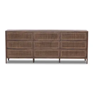 Four Hands Sydney 9 Drawer Dresser in Brown Cane