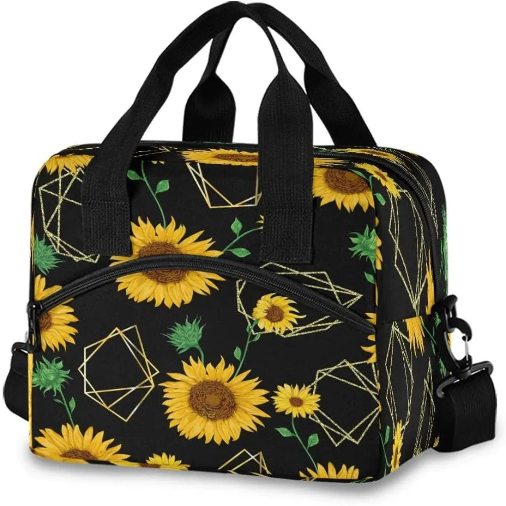 Geometric Sunflowers Thermal Cooler Lunch Bag