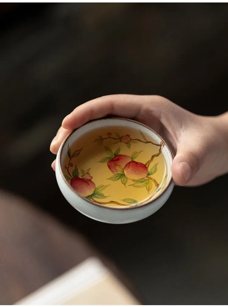 Gohobi Hand-painted Peach Tea Cup