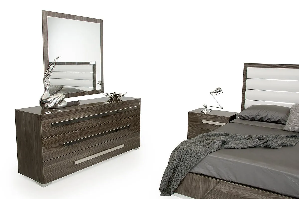 Gray Gradient Lines Chrome 3 Drawer Dresser