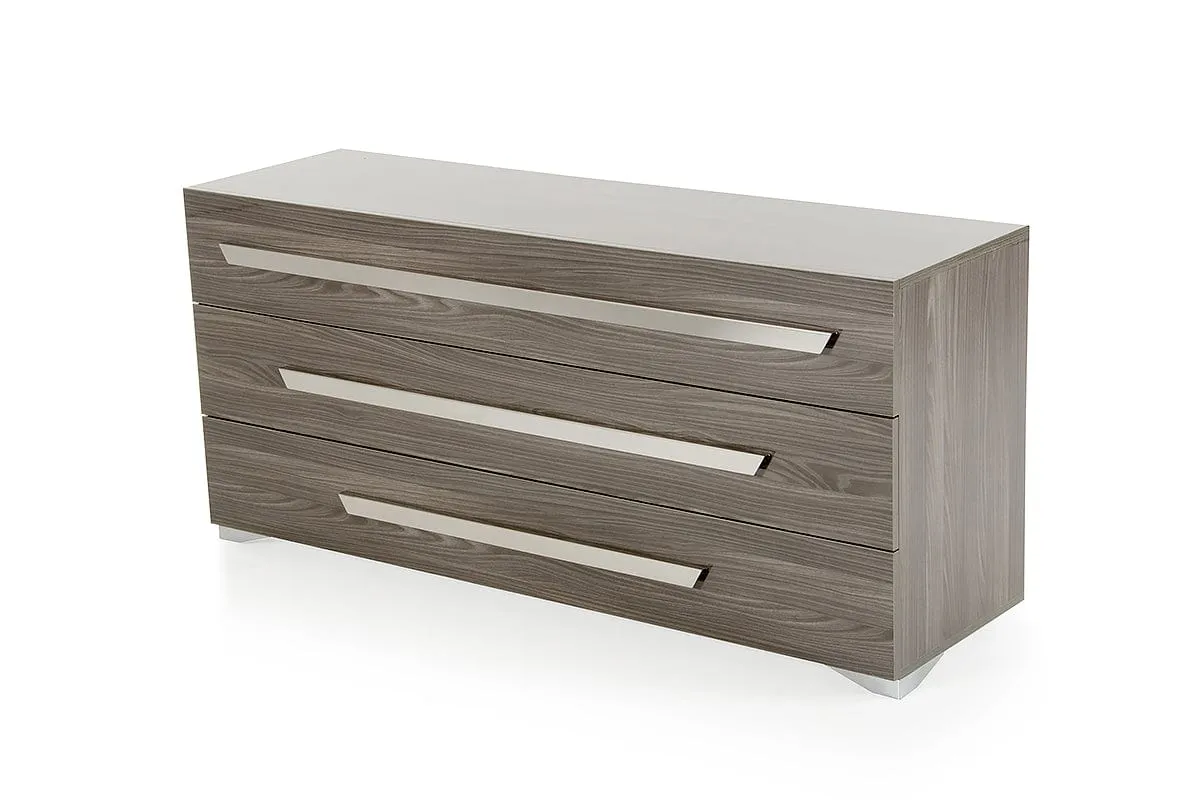 Gray Gradient Lines Chrome 3 Drawer Dresser