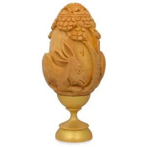 Hand Carved Bunny Wooden Easter Egg