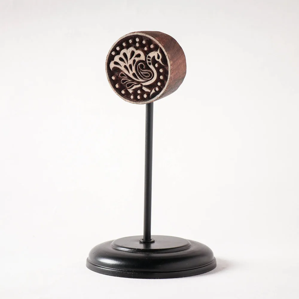 Hand-carved Sheesham Wood Block with Stand by Tahir