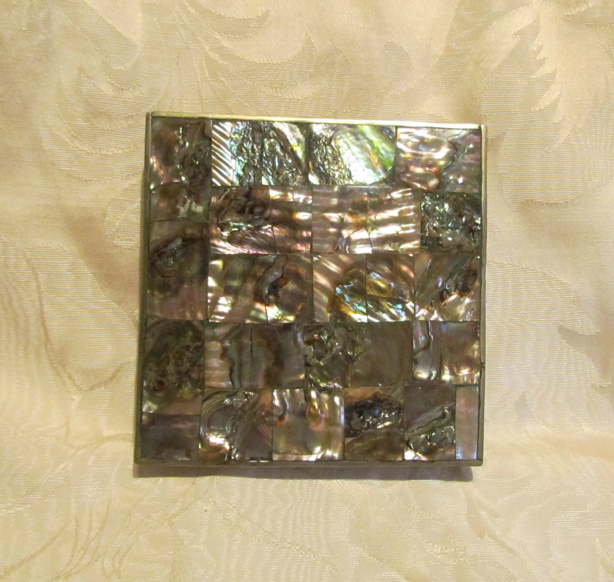 Handmade Abalone Cigarette Box 1940's Silver Tabletop Cigarette Case Vintage Trinket Jewelry Box