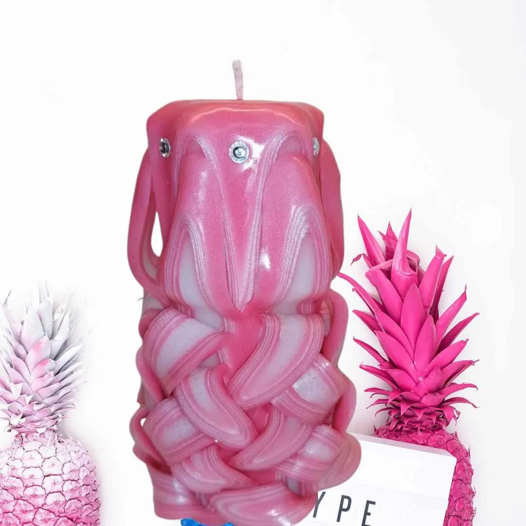 Handmade unfragranced carved candle - Pineapple design