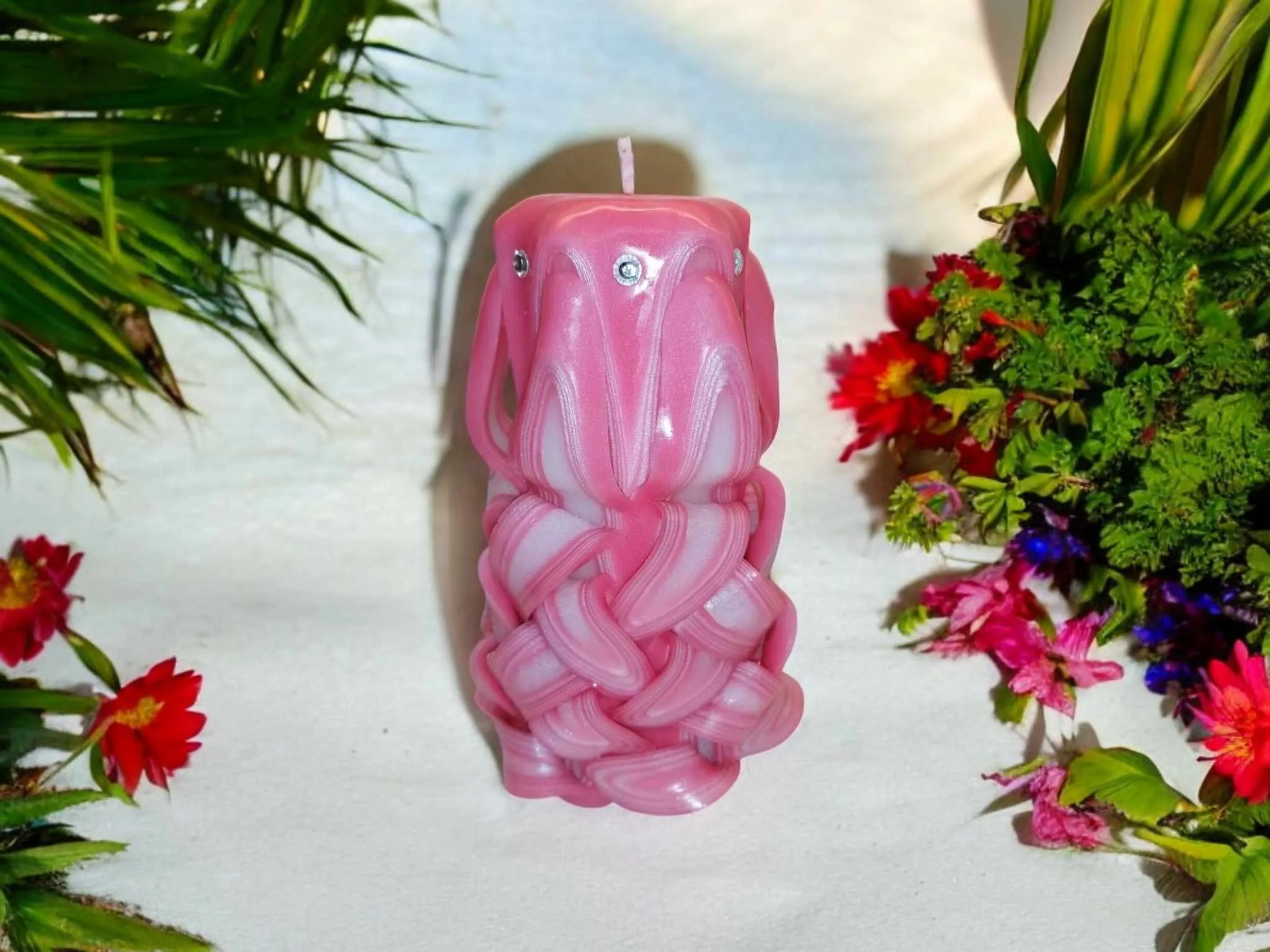 Handmade unfragranced carved candle - Pineapple design