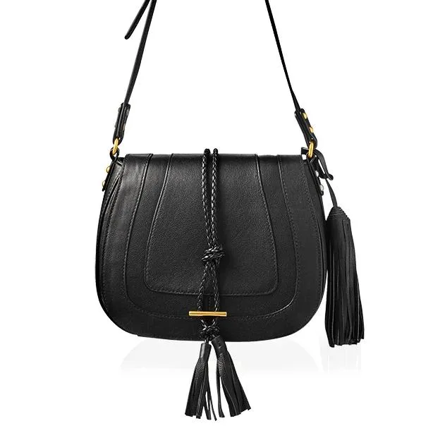 Harriet Leather Maxi Saddle Bag | Black