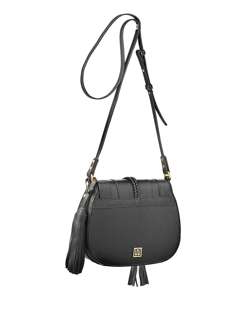 Harriet Leather Maxi Saddle Bag | Black