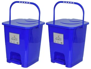 Heart Home Plastic Dustbin With Swing Lid, 12 Ltr., Pack of 2 (Blue)