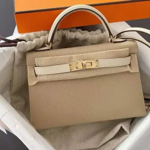 Hermès Kelly HSS 20 Trench/Craie Sellier Epsom Permabrass Hardware PER