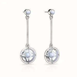 Jalan Besar Drop Earrings - Sterling Silver - Blue Agate