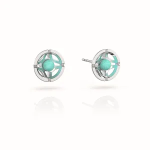 Jalan Besar Small Stud Earrings - Sterling Silver - Amazonite