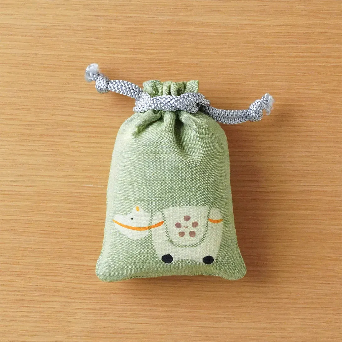 Katazome Small Talisman Bag - Ox -,  Drawstring Pouch,  Japanese traditional craft bag