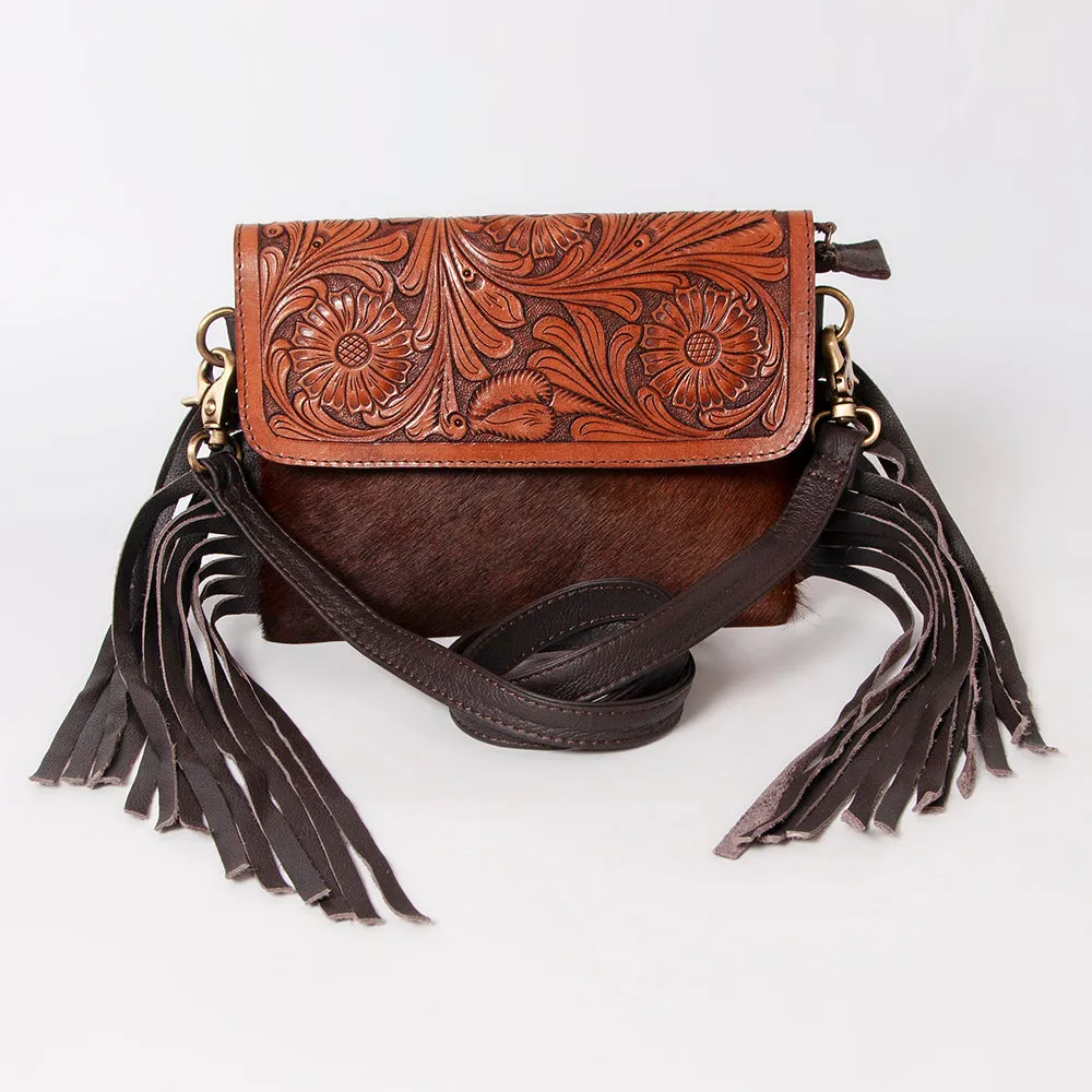 KBK121 - KBK121 -CROSS BODY Hand Tooled Saddle Leather with Cowhide Leather Ladies Bag KBK121 - KBK1