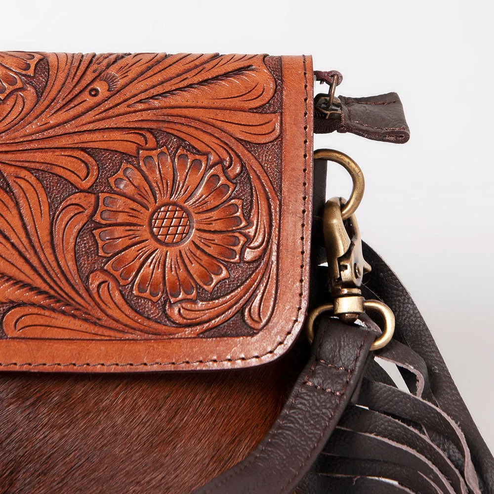 KBK121 - KBK121 -CROSS BODY Hand Tooled Saddle Leather with Cowhide Leather Ladies Bag KBK121 - KBK1