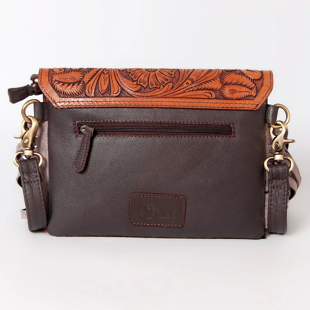 KBK121 - KBK121 -CROSS BODY Hand Tooled Saddle Leather with Cowhide Leather Ladies Bag KBK121 - KBK1