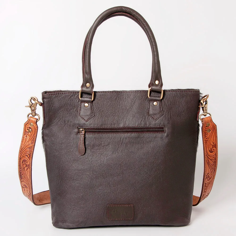 KBK127 - KBK127 -TOTE Hand Tooled Saddle Leather with Cowhide Leather Ladies Bag KBK127 - KBK127