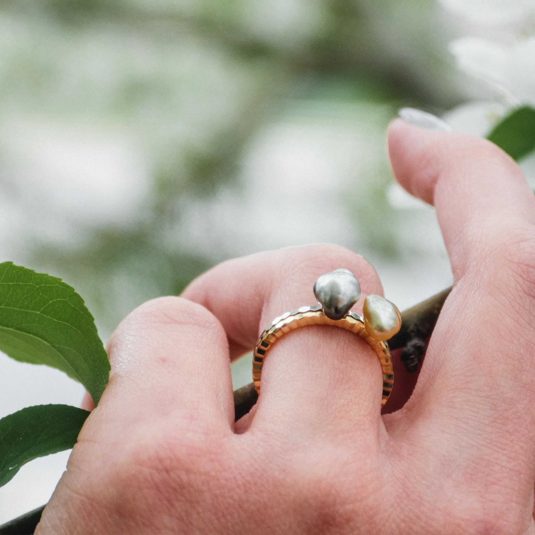 Keshi Pearl Stacking Rings