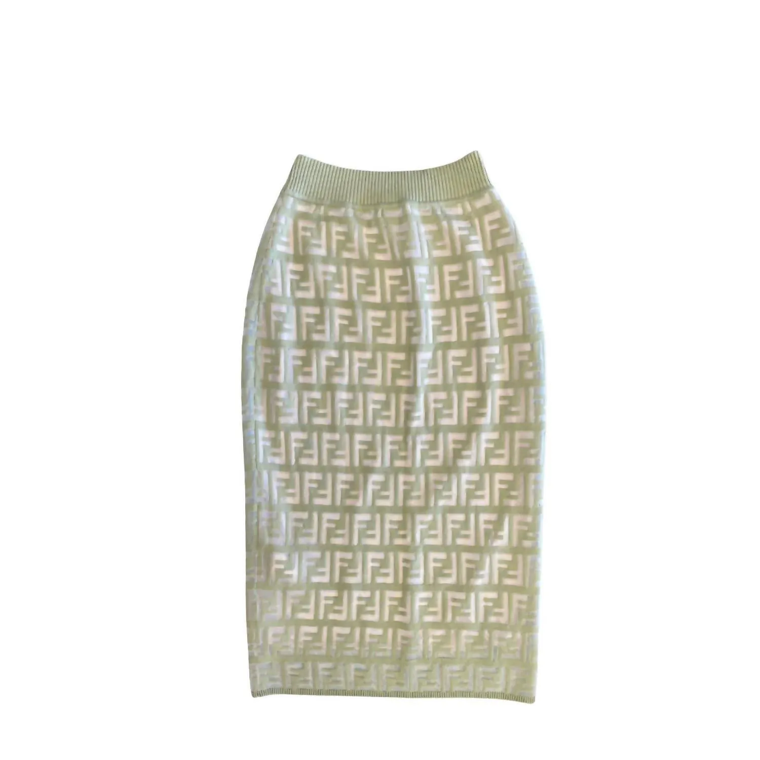 Knit Midi Skirt In Pale Green