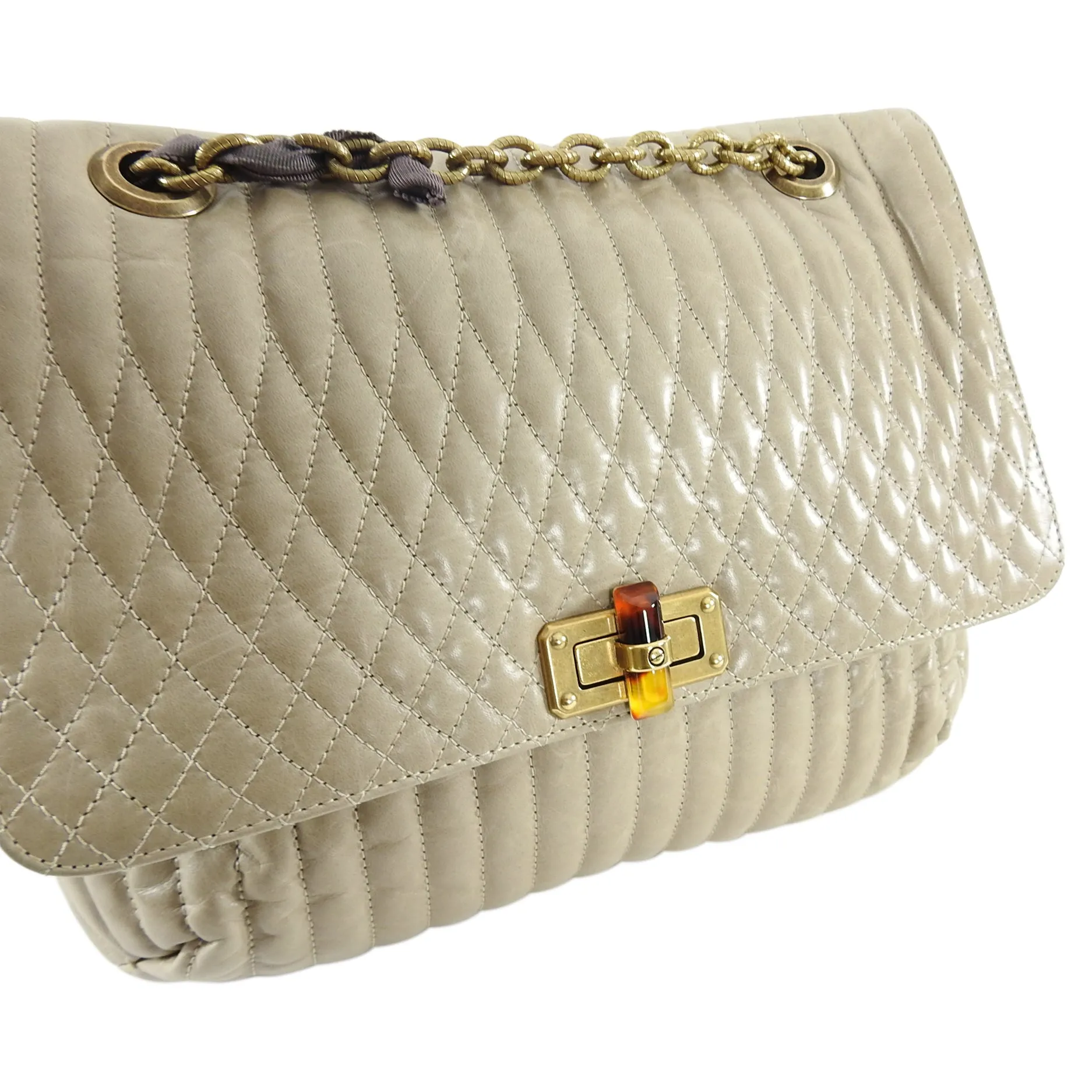 Lanvin Light Taupe Medium Quilted Happy Bag