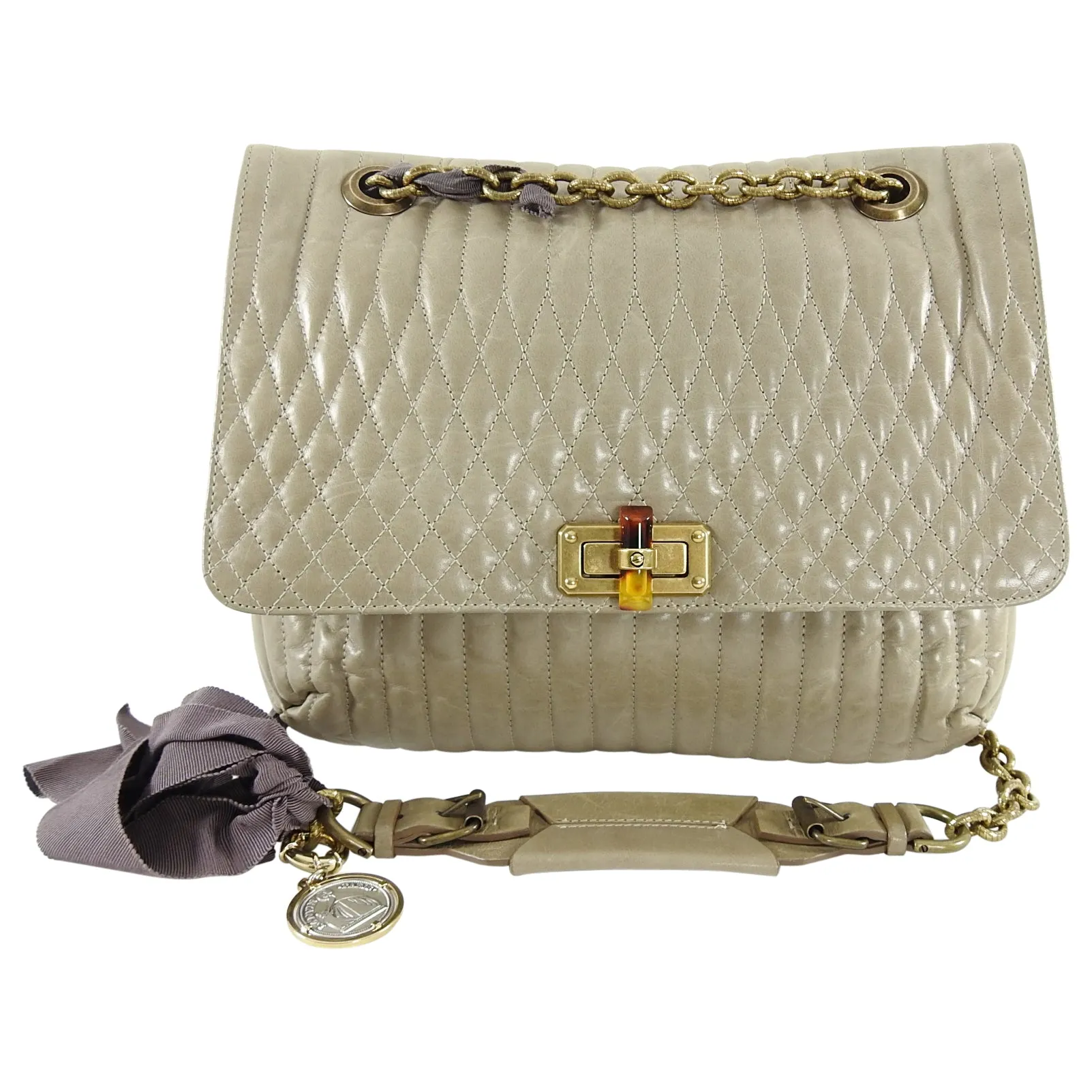 Lanvin Light Taupe Medium Quilted Happy Bag