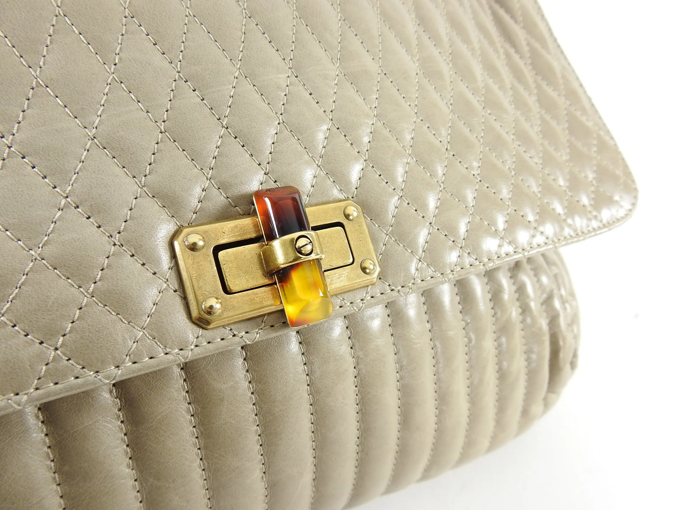 Lanvin Light Taupe Medium Quilted Happy Bag