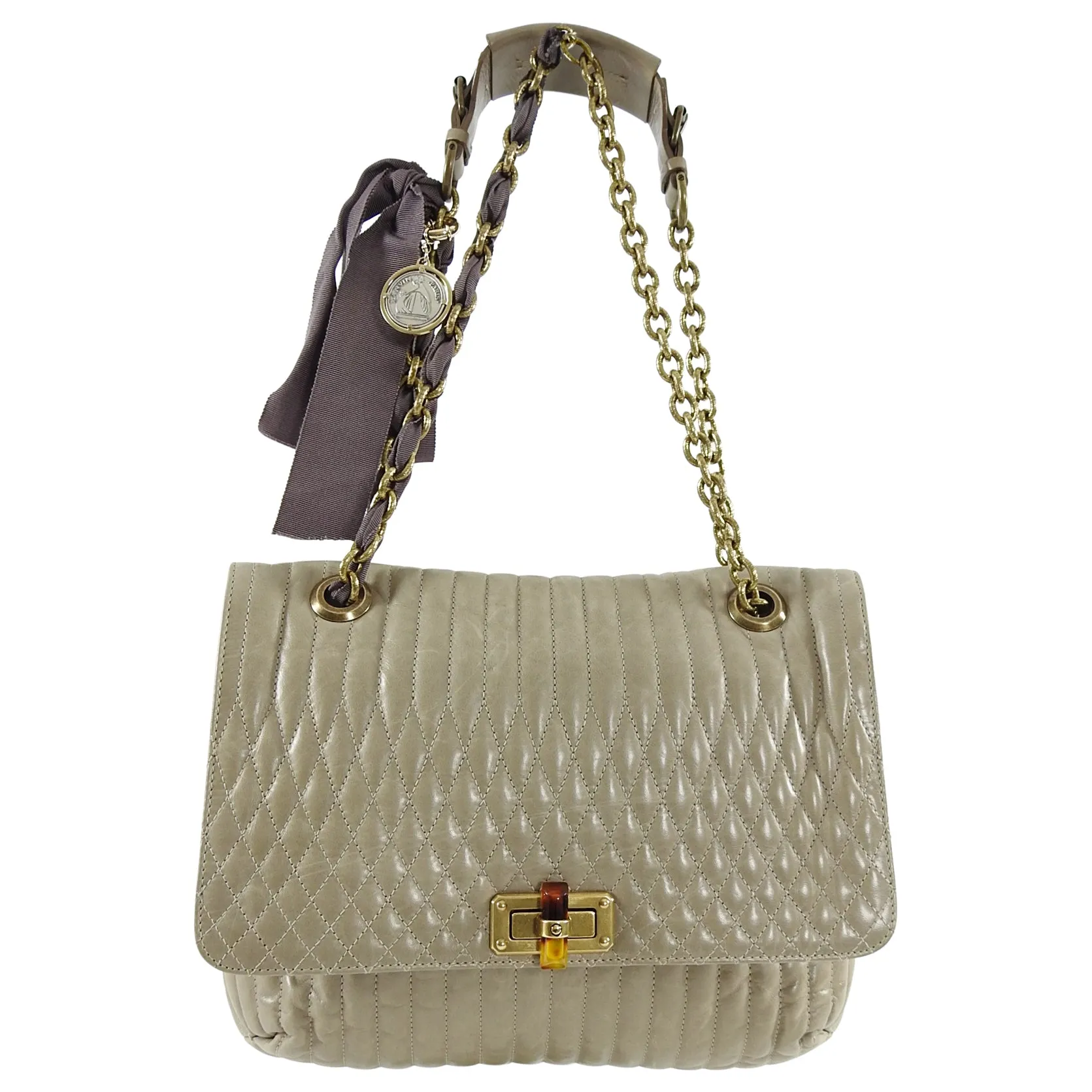 Lanvin Light Taupe Medium Quilted Happy Bag