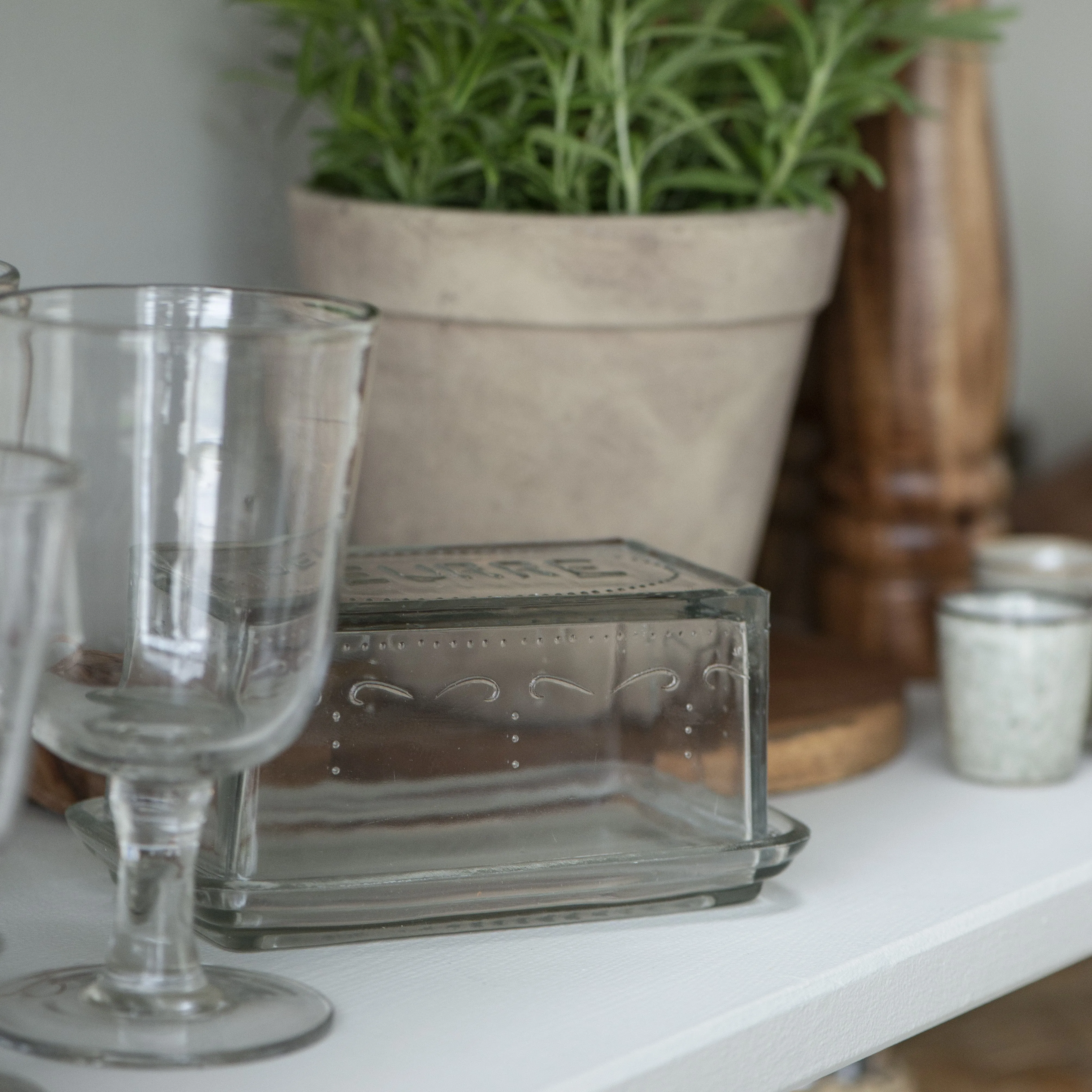 Large Pressed Glass Butter Dish