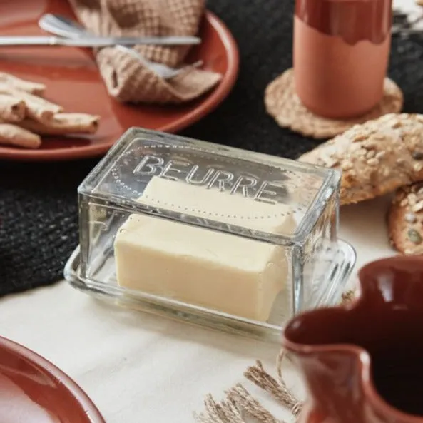 Large Pressed Glass Butter Dish