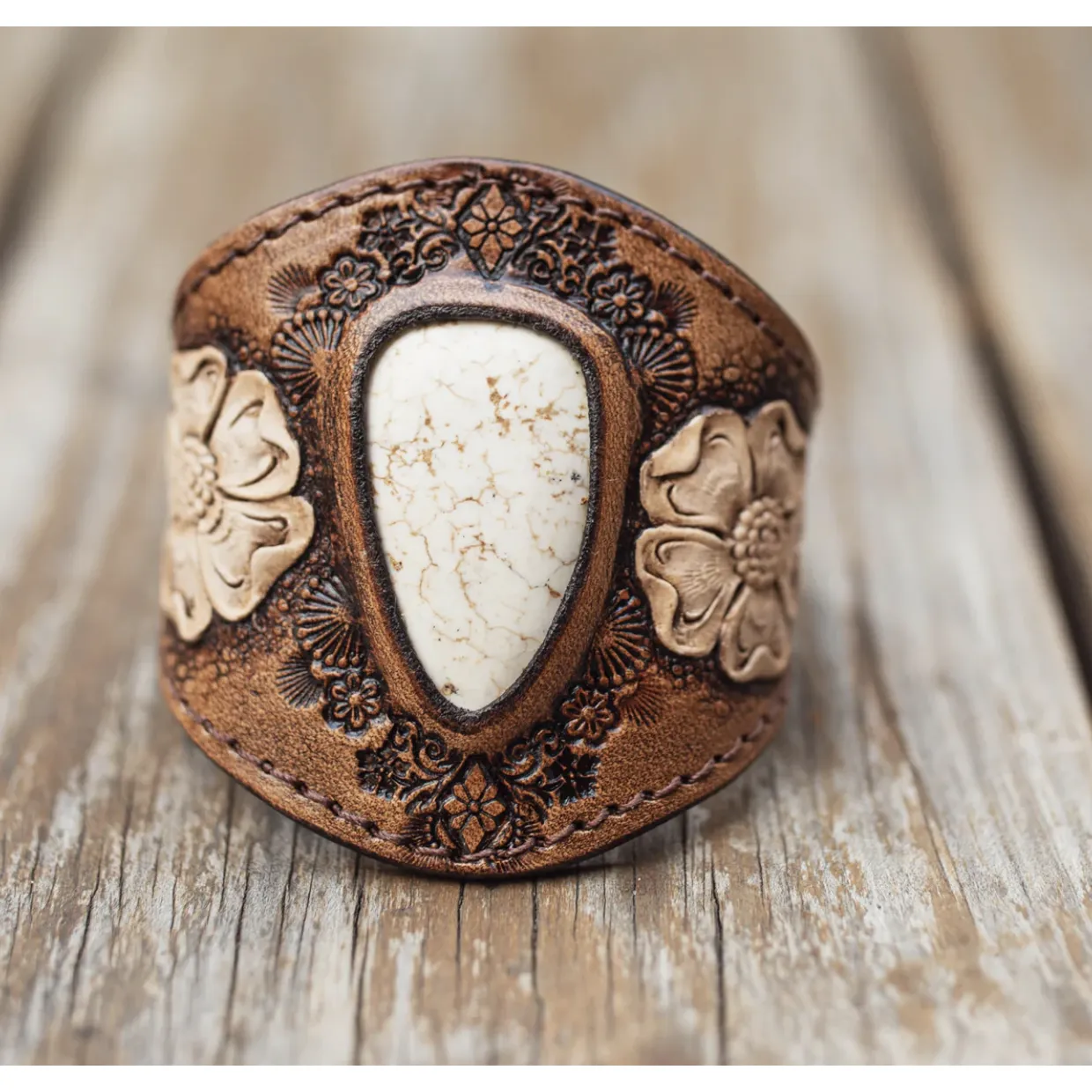 Leather Desert Bloom Cuff