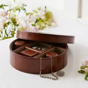 Leather Round Jewellery Box