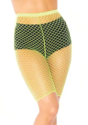 Leg Avenue Industrial Fishnet Biker Shorts - One Size - Neon Yellow