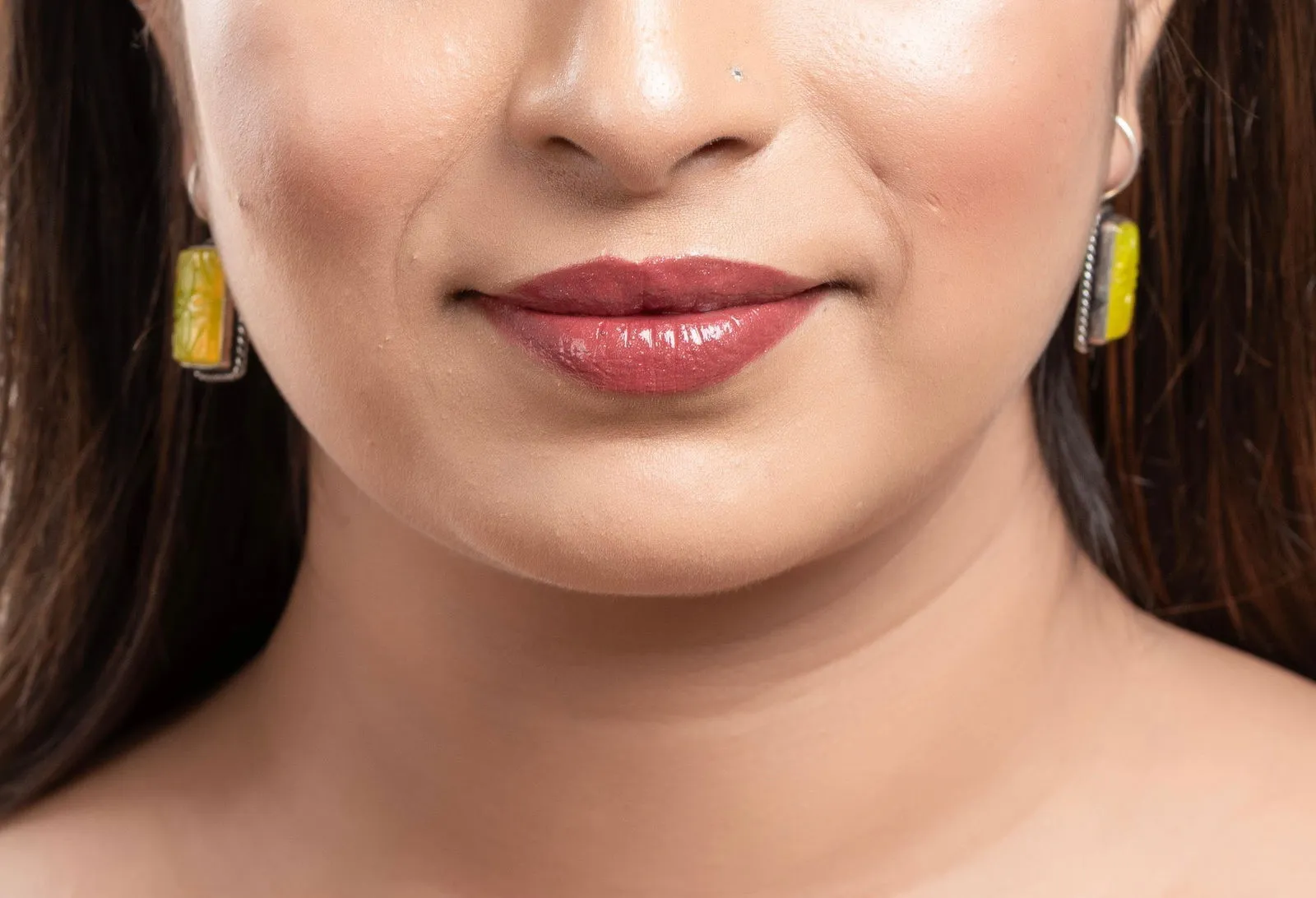 Lemon Yellow Carved Stone Earrings in Oxidised Silver, Non-Allergic