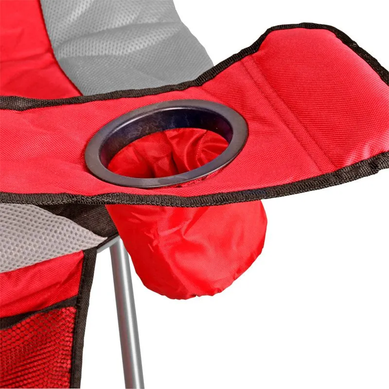 Luxury Padded Camping Chair with Drink Pocket - Red