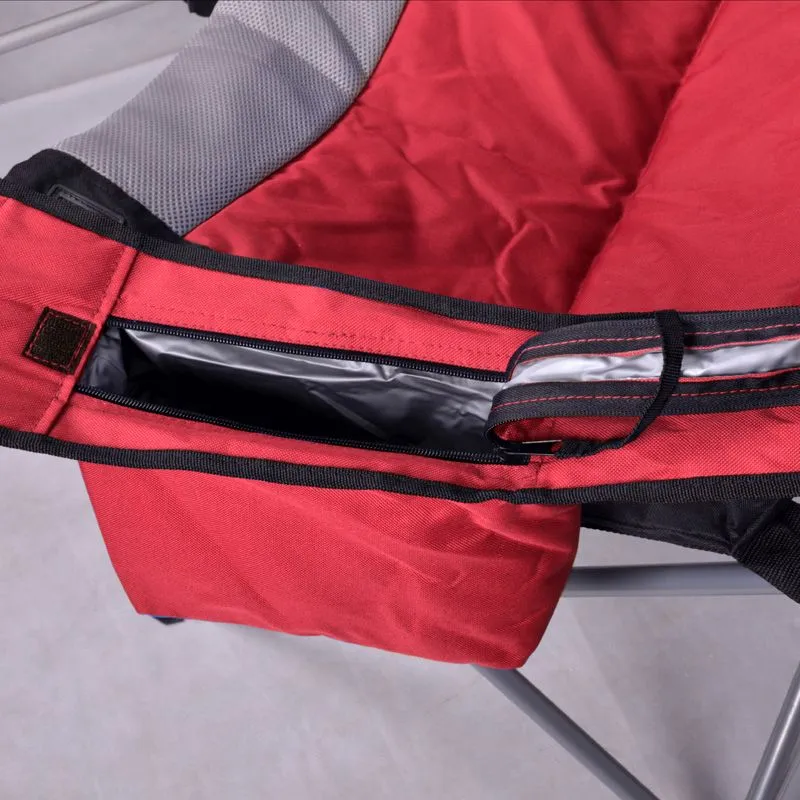 Luxury Padded Camping Chair with Drink Pocket - Red