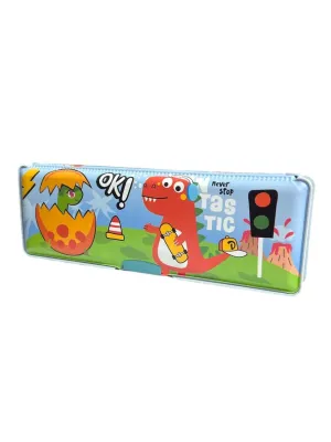 Magnatic Orange Dino Pencil Case 2 Side Magnet For Boys  3 Years