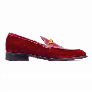 Mauri 4932 Velvet Embossed/ Ostrich Leg - Ruby Red