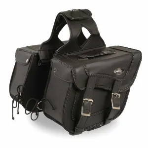 Medium Braided Zip-Off PVC Throw Over Saddle Bag(12X9X6X17.5)