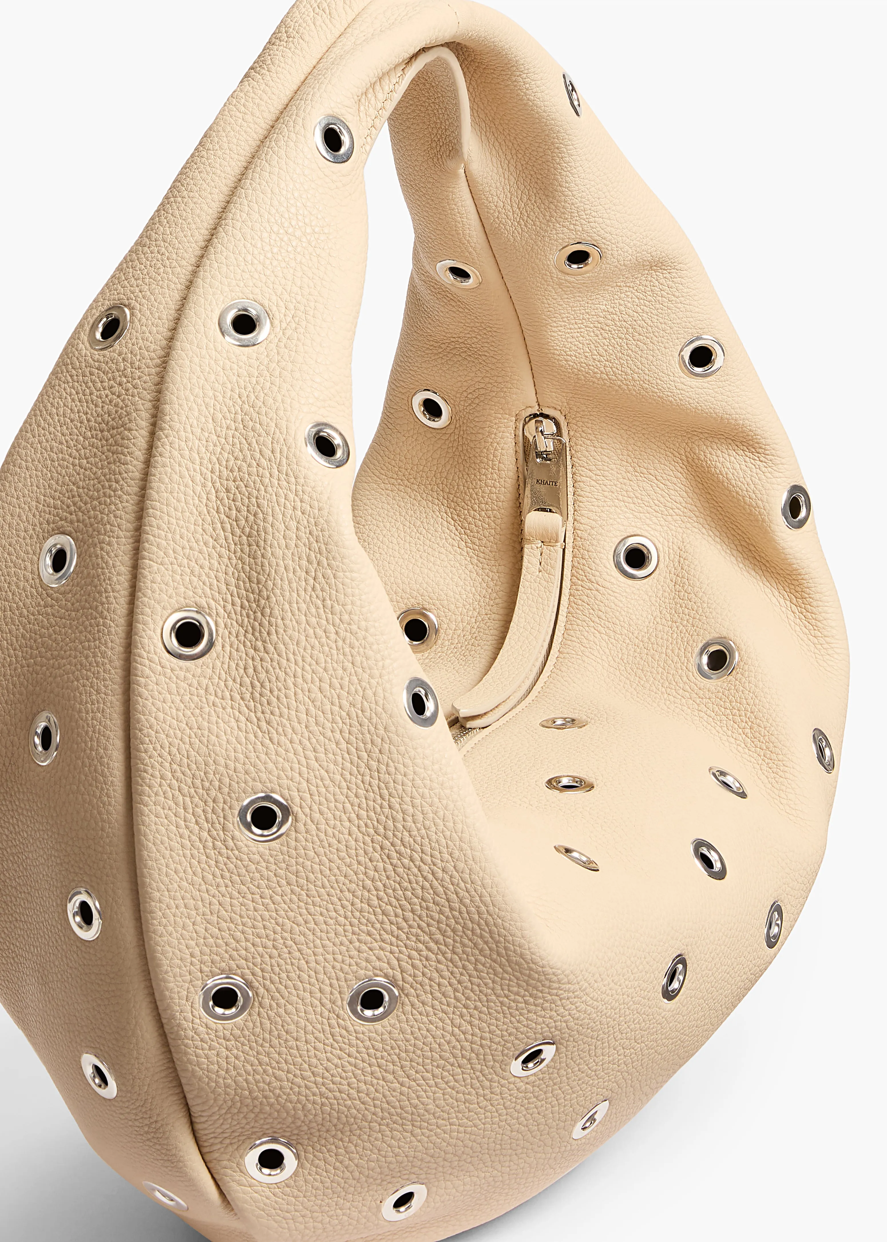 Medium Olivia Hobo in Dark Ivory Pebbled Leather with Grommets