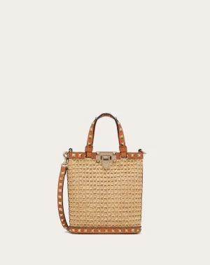 Mini Rockstud Raffia Shoulder Bag