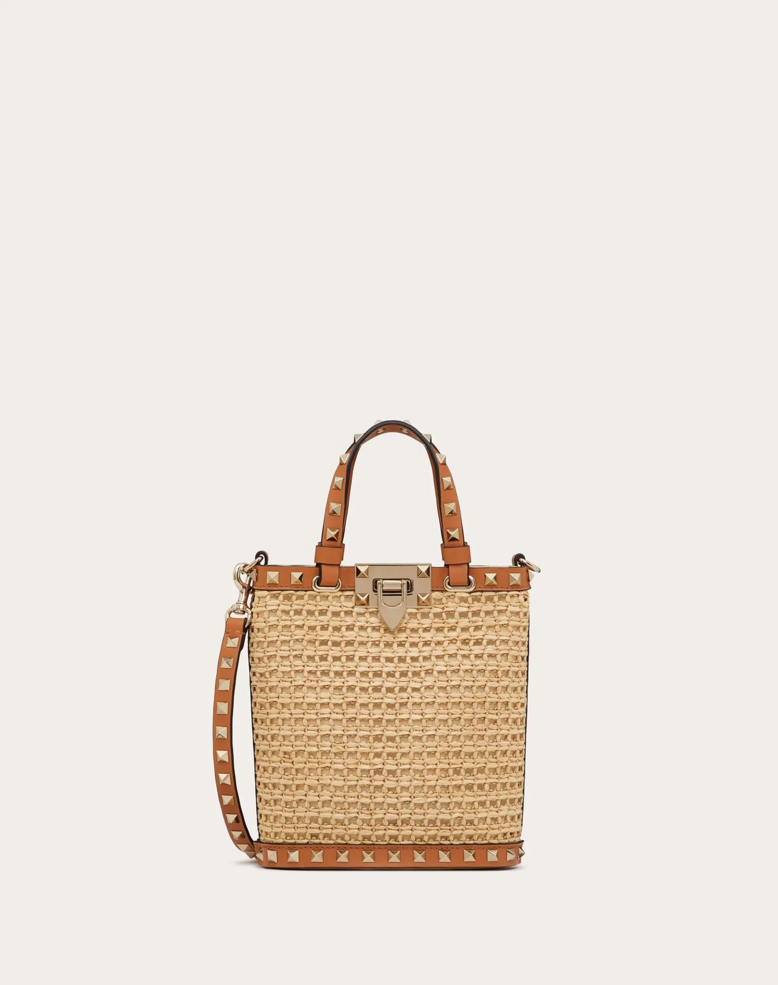 Mini Rockstud Raffia Shoulder Bag