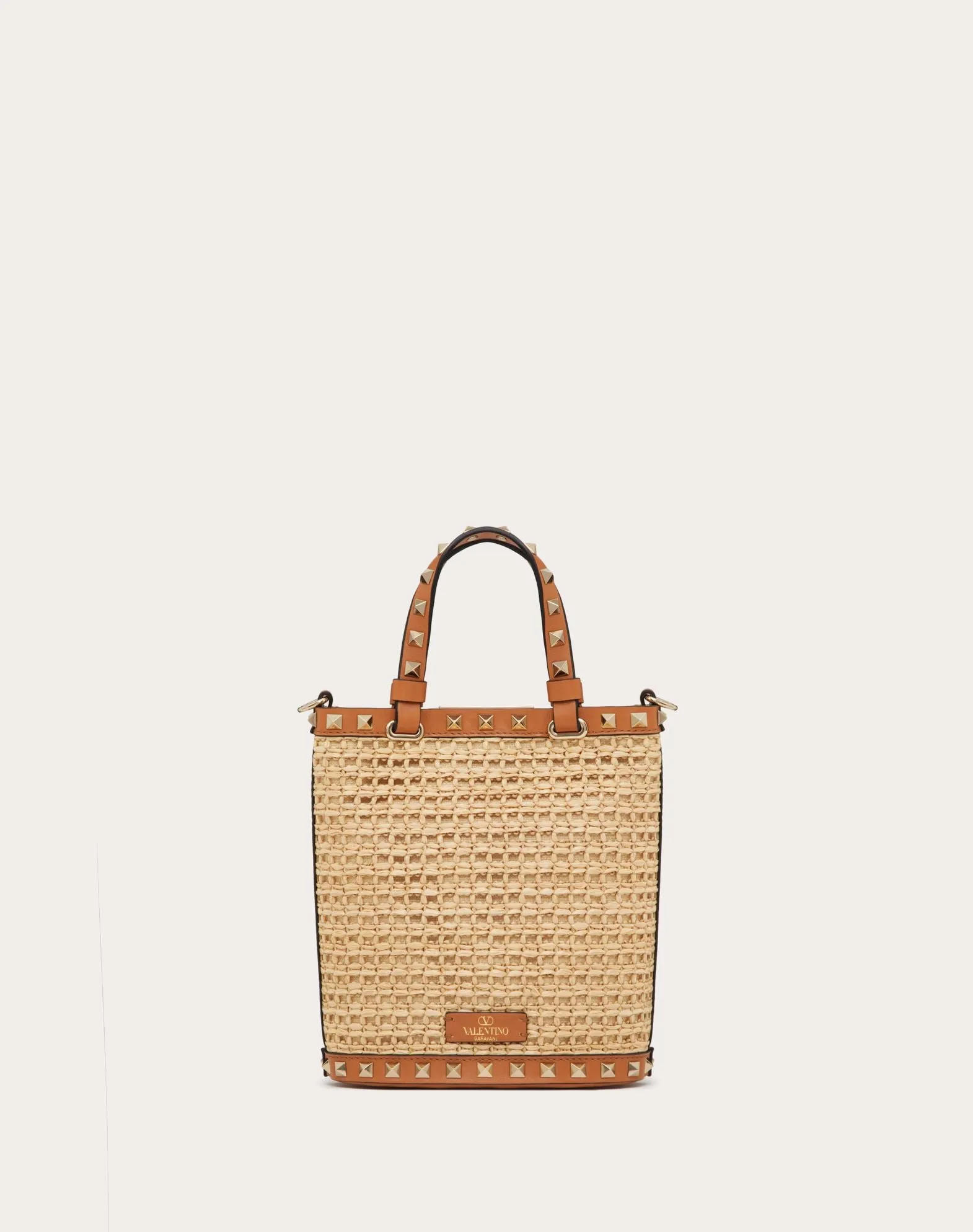 Mini Rockstud Raffia Shoulder Bag