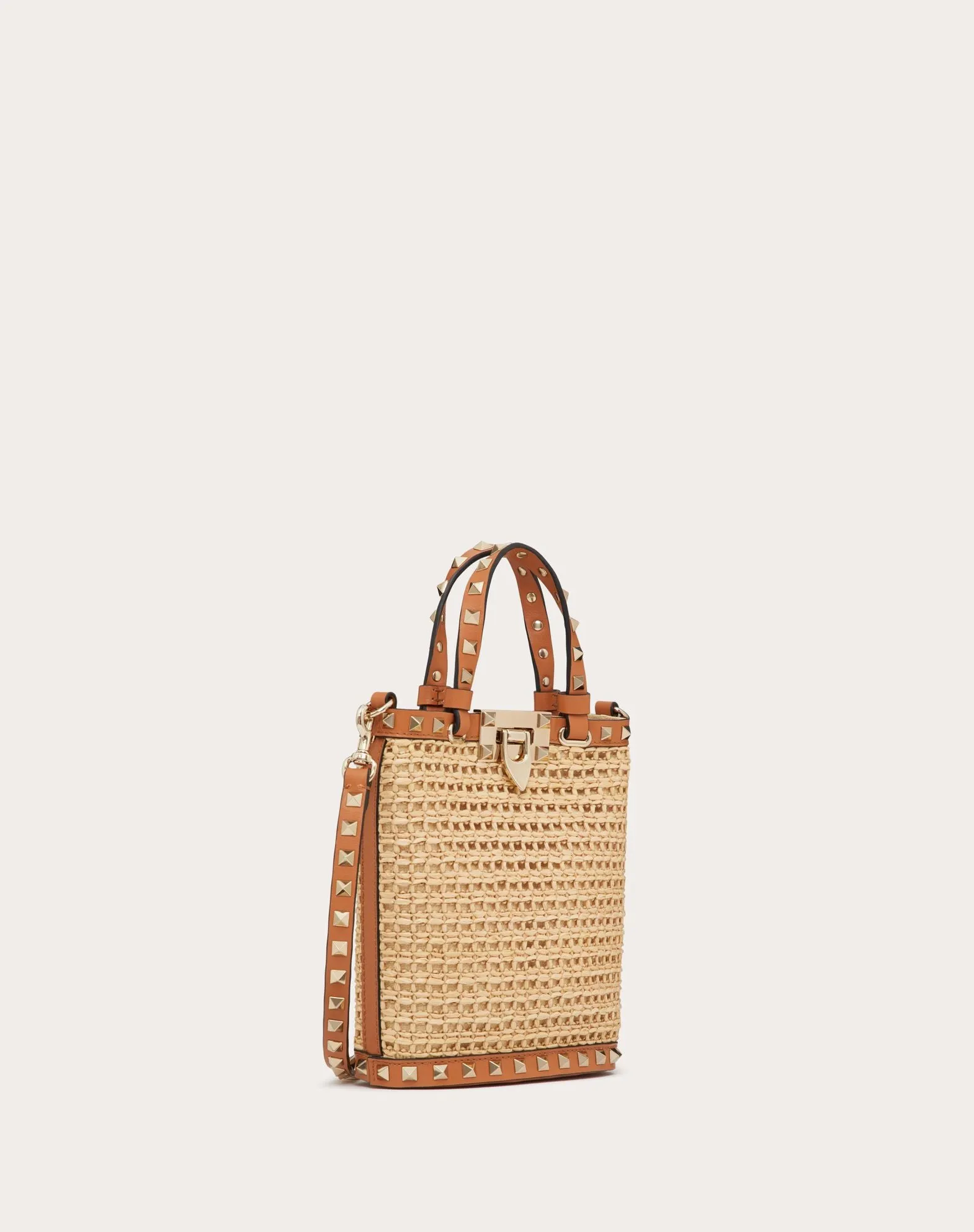 Mini Rockstud Raffia Shoulder Bag